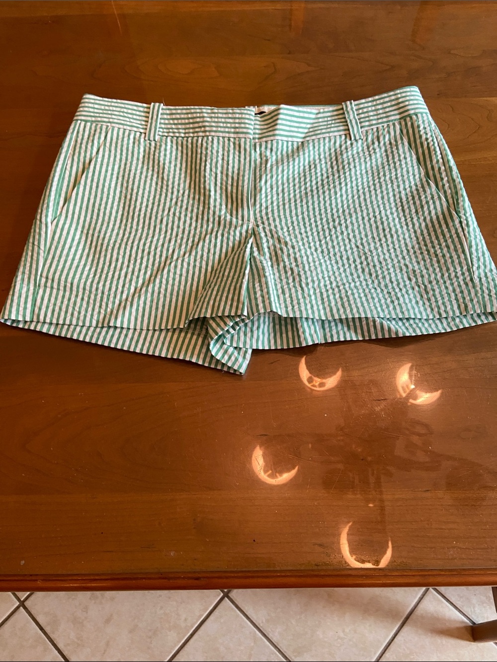 J. Crew Seersucker Striped Women’s Shorts - Green/White Size 4